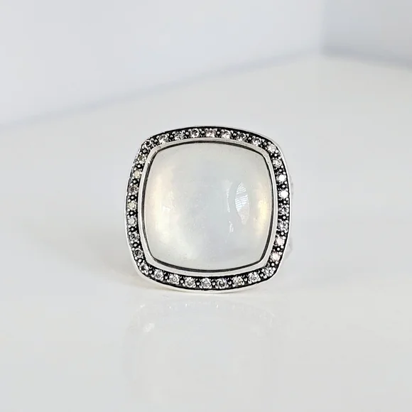 David Yurman 17mm Albion Moonlight Ice Moon Quartz (Moonstone) Diamond Ring - Picture 5 of 7